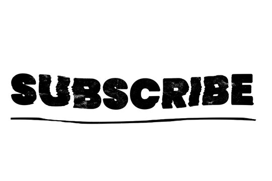 Subscribe text typography design on transparent background, isolated PNG cutout for digital media