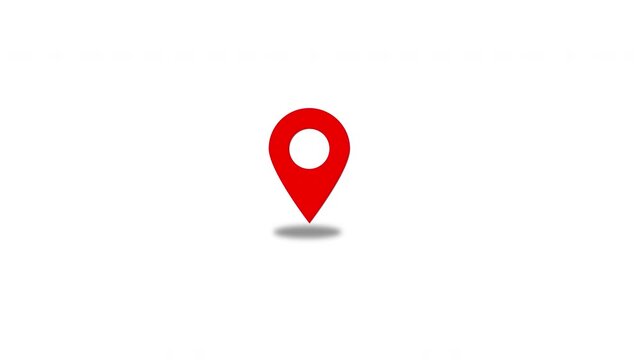 mark location with shadow looping motion graphic animation, destination red map pointer mark pin location, travel, marker travel location symbol icon animation on transparent background, 4k video