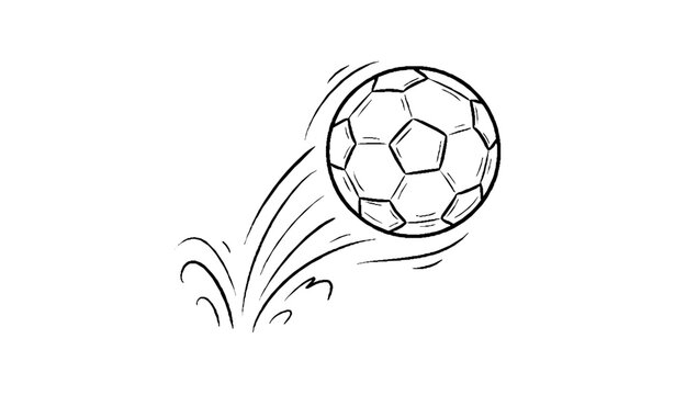 Unique Soccer Ball Football Bounce Doodle Drawing Illustration Vector Icon &ndash; Black and White
