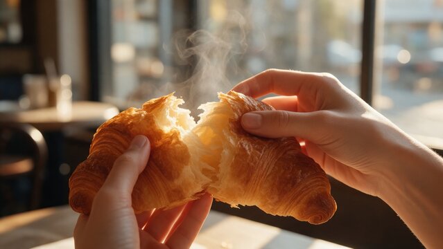 Desayuno con Cruas&aacute;n caliente, exquisito.