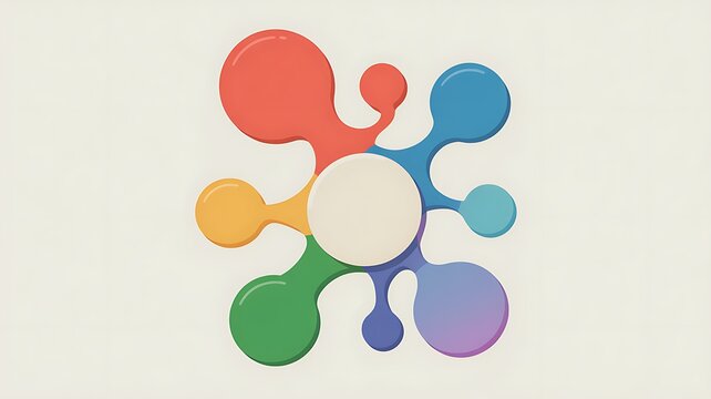 Abstract mind map infographic with central empty node and colorful connected circles


