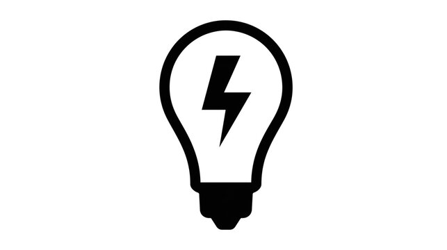 Light bulb with a lightning bolt icon vector isolated on transparent background