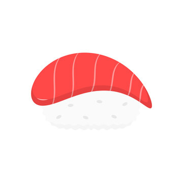 Maguro Sushi Icon Isolated on Transparent Background. Flat Japanese Tuna Food Symbol for Restaurant Menu, Mobile App, and Recipe Design. Vector Illustration