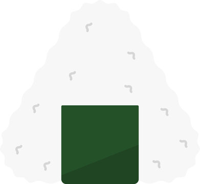 Cute Onigiri Rice Ball Icon Isolated on Transparent Background. Modern Flat Japanese Food Symbol for Mobile App, Website Interface, and Menu Design. Vector Illustration