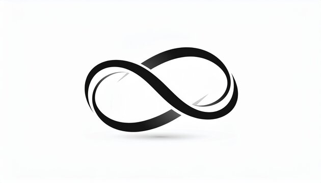 A black infinity symbol is centered against a clean white background.