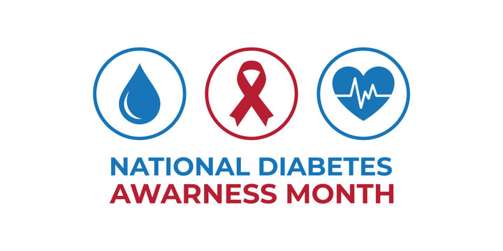 National diabetes awareness month banner with icons