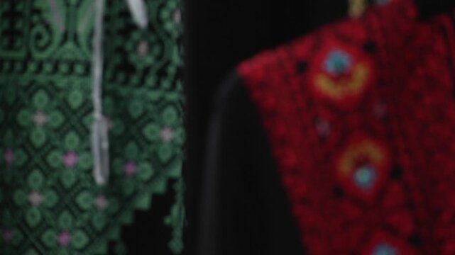 Traditional Palestinian embroidery pattern detail - Static angle