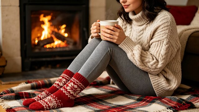 Cozy Winter Evening by the Fireplace