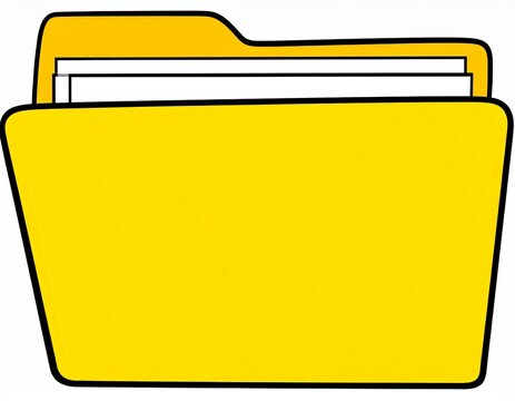 Yellow office document folder icon in a flat 2D retro cartoon style