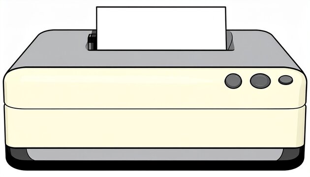 Retro 1990s dot matrix printer illustration with blank paper sheet