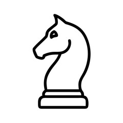 chess knight piece line icon, board game and strategy symbol for chess, competition and game concept, outline vector design © Zissad