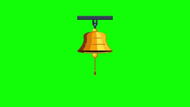 A Golden Bell Swinging Rhythmically Against a Green Screen Background