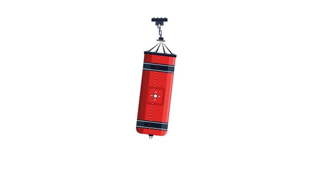 A Red Punching Bag Swinging Under a Ceiling Mount