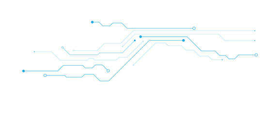 Obraz premium Blue circuit diagram on white background. High-tech circuit board connection system.Vector abstract technology on a white background.