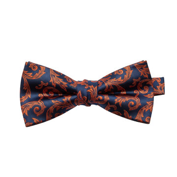 Blue and orange floral pattern bow tie for men