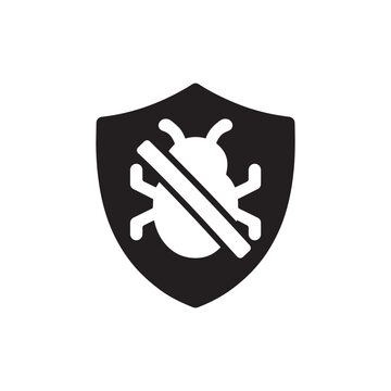 Bug virus protection shield icon isolated on white background
Black shield with bug symbol for antivirus and virus protection.