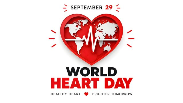 World Heart Day Graphic Design with Red Heart Icon &mdash; September 29