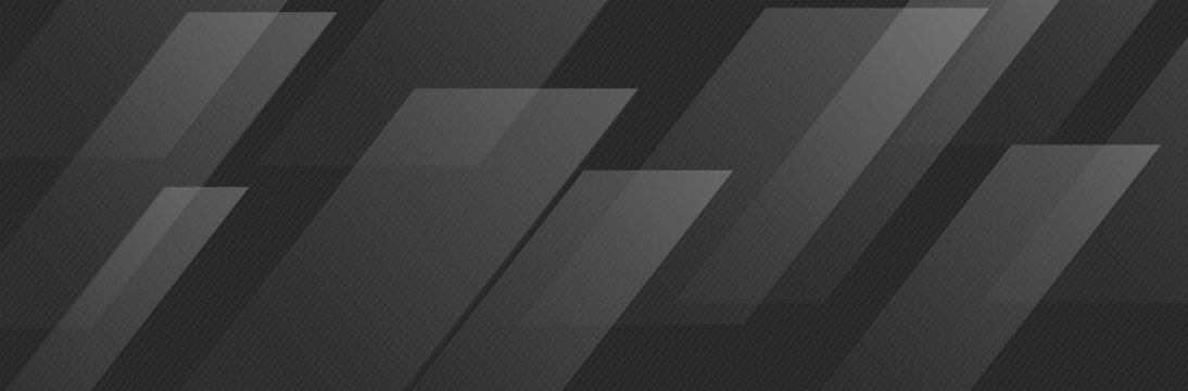 Modern dark geometric banner featuring sleek diagonal stripes, overlapping semi-transparent polygons, and minimalist textures for digital presentations