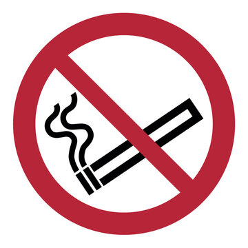 ISO 7010 P002 No Smoking Safety Sign Vector Icon, Standard International Red Circle Prohibition Symbol for Fire Hazard, Warning Label and Pictogram Illustration