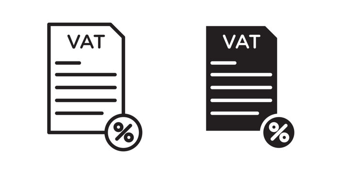 Value added tax VAT icon flat outline in black