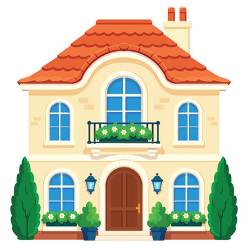 Luxury House Vector Illustration with Flat Architecture Design