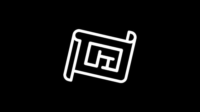Animated blueprint icon with architectural plans and design elements