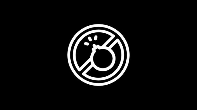 Animated prohibition signs with a central prohibition symbol and a bomb icon