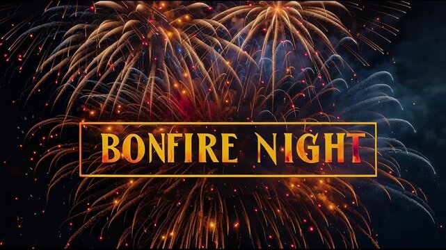 Guy Fawkes Night Celebration Card with Text on Background Bonfire and Fireworks Sparks AI Generative