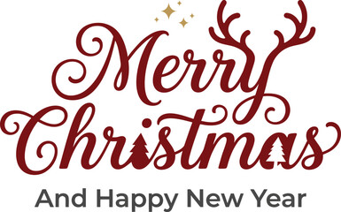 Fototapeta premium Merry christmas and happy new year greeting card text isolated on white background