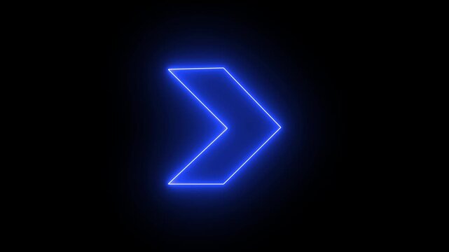 Neon sign Minimalist red arrow pointing rightwards animation. Arrow Right direction animated.Right-directional red arrow loop animation. Animated arrows for the overlay video layer. Swipe right icon.