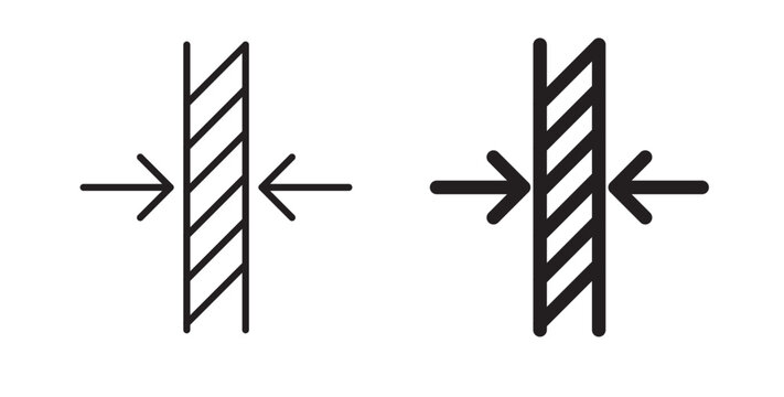 Thickness icon flat outline in black