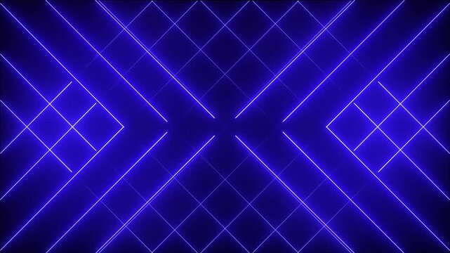 Abstract technology background with red neon lights. Striped texture in cross shape for innovation concept. Seamless loop. Abstract neon glowing line icon animation .4k