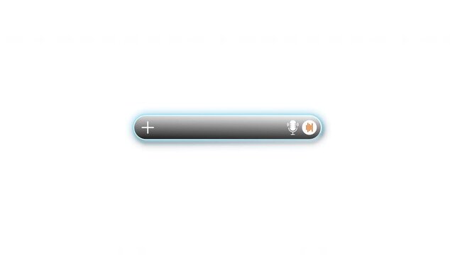Minimalist interface element with microphone icon for voice command or search function.