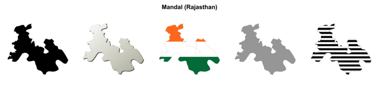 Mandal (Rajasthan) blank outline map set