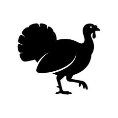 Fototapeta premium Thanksgiving turkey silhouette icon isolated on white background, perfect for autumn holiday greeting cards, festive banners, and farm design projects