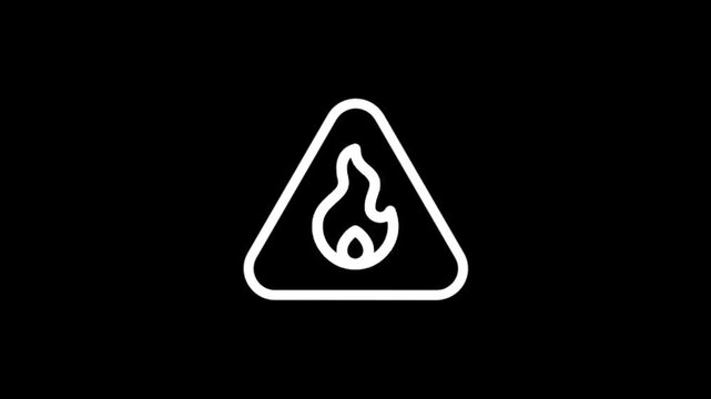 Animated warning triangle with flame icon for hazard alerts