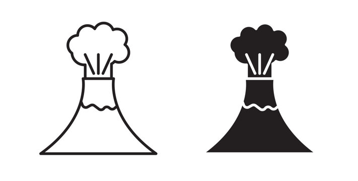 Volcano icon flat outline in black