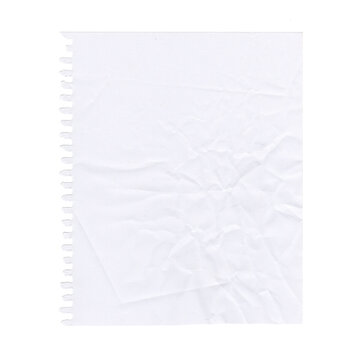 Crumpled notebook paper sheet isolated on a transparent background