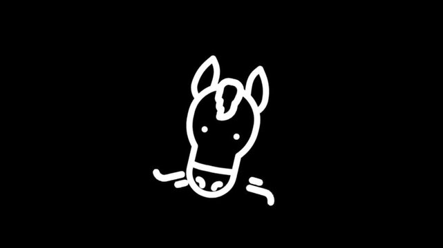 Simple white horse head animation on black background