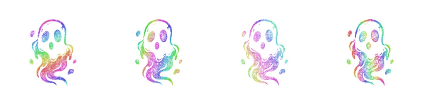 Rainbow sketch ectoplasm icon design set
