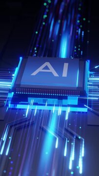 Futuristic ai processor data flow on digital circuit
