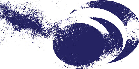 Abstract navy blue grunge geometric circles with distressed splatter texture background vector illustration. © Design House