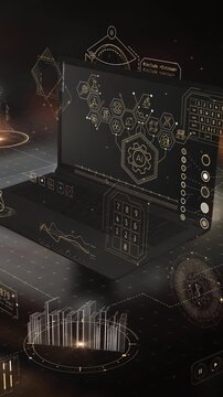 Futuristic holographic tech data ui animation. Artificial intelligence interfase.