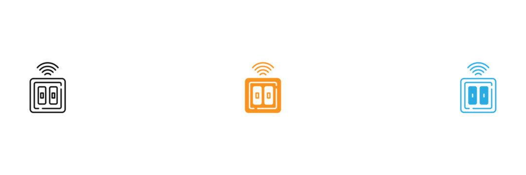 Smart light switch with wireless signal icon set in black orange and blue