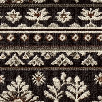 Seamless pattern of a traditional handwoven textile pattern in monochrome brown and white