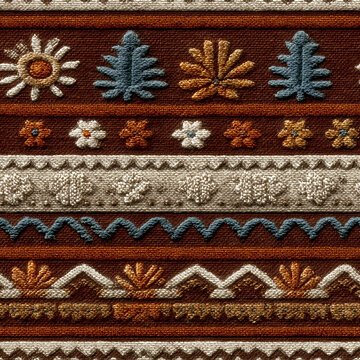Seamless pattern of a traditional handwoven textile pattern in monochrome brown and white