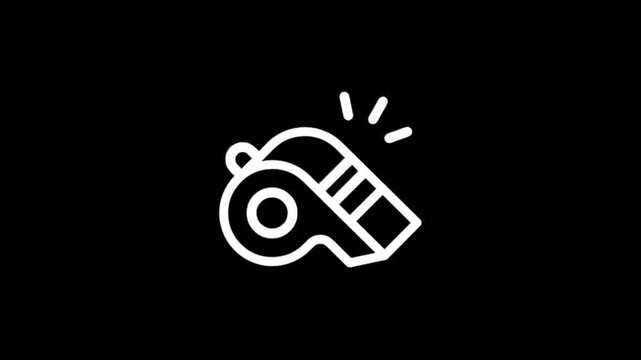 Simple white whistle icon animation on black background