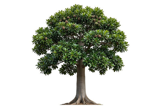 Ultra-realistic mature Queensland Kauri (Agathis robusta), very tall majestic evergreen conifer with a broad rounded crown, straight massive trunk, large glossy dark-green leathery leaves