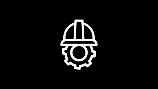 Industrial gear and hard hat icon animation for construction and engineering projects