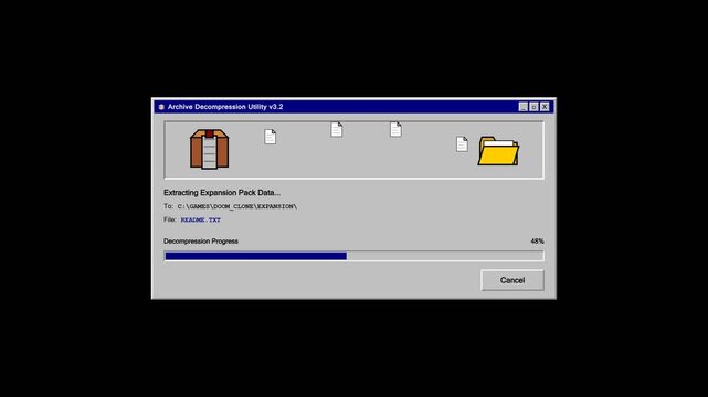 Retro Computer Archive Decompression Utility Progress Bar